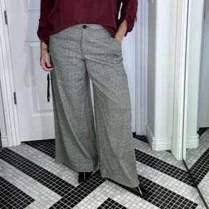Anthropologie linen wide leg pants gray